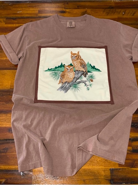 Comfort Colors Tops - Comfort Colors Brown Short-Sleeve Tee with Vintage Owl Patch